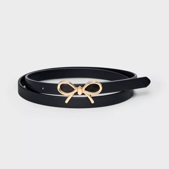 wild fable Accessories - Black Skinny Bow Belt Wild Fable, Skinny Belt with Gold Bow Clasp